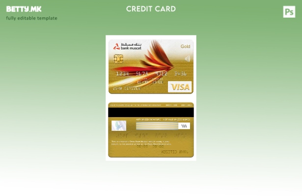 Модерен стил Шаблон за златна картичка за виза на банката Оман Банка Мускат